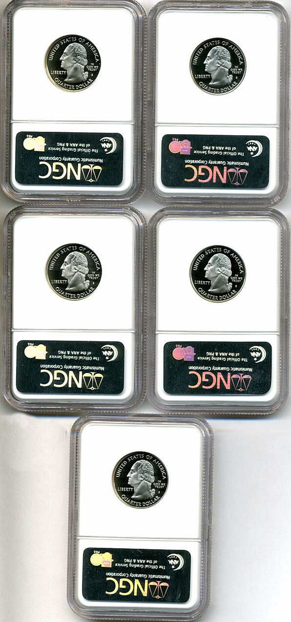 image for: 2007-S 25c State Quarters Proof Set - Clad (5 coins) NGC Proof 70 UCameo