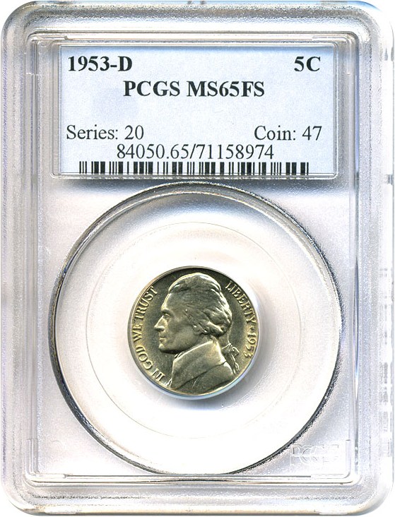 image for: 1953-D 5c  PCGS MS65 FS