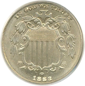 image for: 1883 5c Shield PCGS MS65