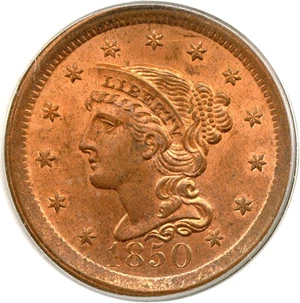 image for: 1850 1c PCGS MS64 RD
