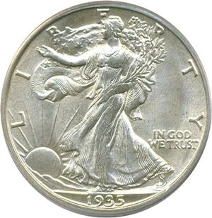 image for: 1935-S 50c PCGS MS65