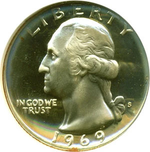 image for: 1969-S 25c NGC Proof 68 UCameo
