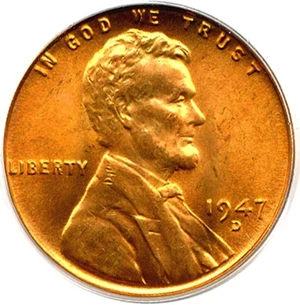 image for: 1947-D 1c PCGS MS66 RD