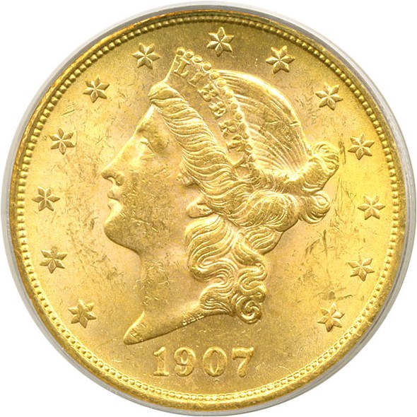 image for: 1907-S $20  PCGS MS62