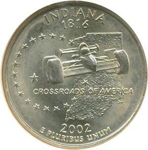 image for: 2002-P 25c Indiana NGC MS67