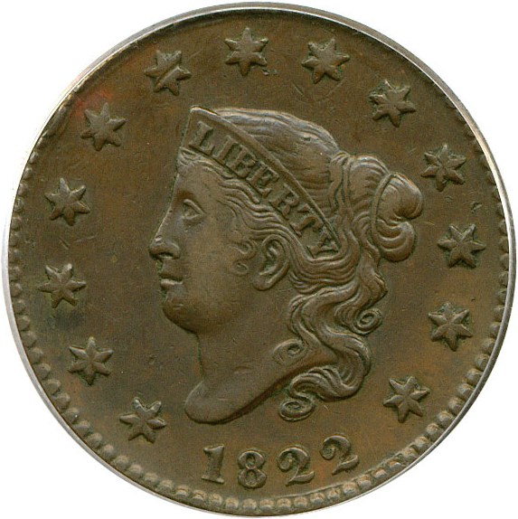 image for: 1822 1c  PCGS XF40 BN