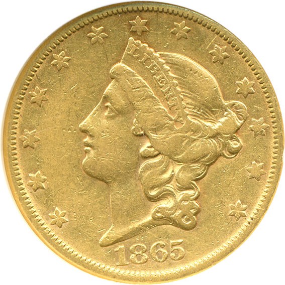 image for: 1865-S $20  NGC XF45