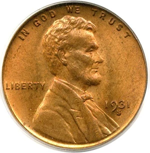 image for: 1931-S 1c PCGS MS64 RD