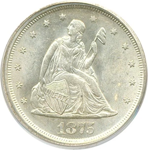 image for: 1875-S 20c PCGS MS63