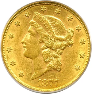 image for: 1877 $20 PCGS AU58