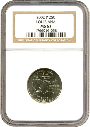 image for: 2002-P 25c Louisiana NGC MS67