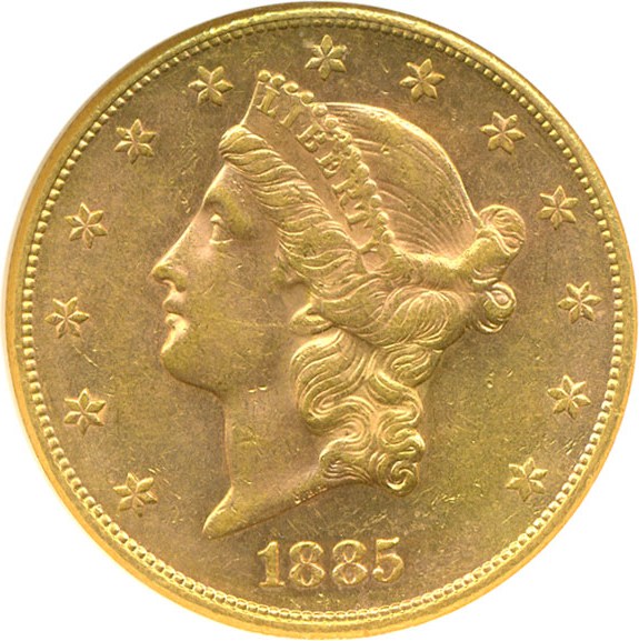 image for: 1885-S $20  NGC AU58