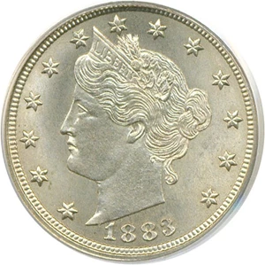 image for: 1883 5c No Cents PCGS MS66