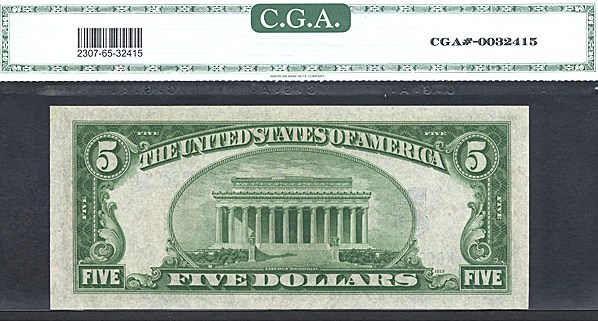 image for: Fr.2307 1934A $5 North Africa CGA Gem CU65  [K65652690A]