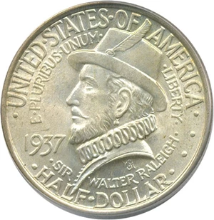 image for: 1937 50c Roanoke PCGS MS66