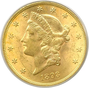 image for: 1893 $20 PCGS MS62