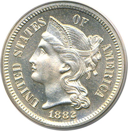 image for: 1882 3cN  PCGS Proof 66