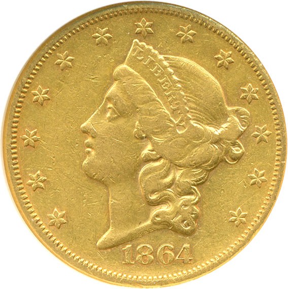 image for: 1864-S $20  NGC XF45
