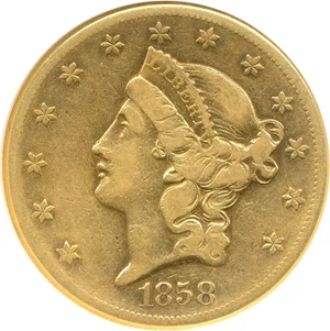 image for: 1858-S $20 NGC F15