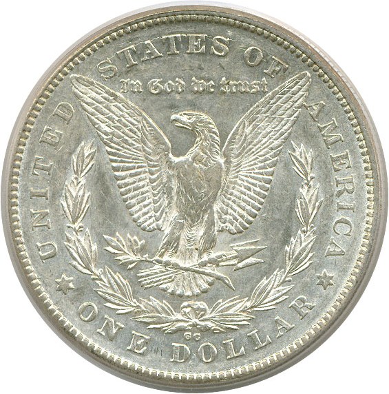 image for: Top 100 VAM: 1878-CC $1 VAM 24  Doubled Leaves PCGS AU50 