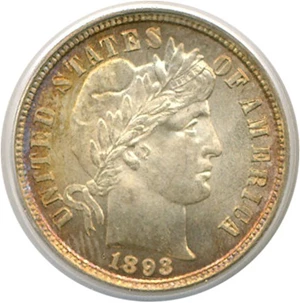 image for: 1893 10c PCGS MS66