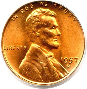 image for: 1957-D 1c PCGS MS66 RD