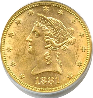 image for: 1881 $10 PCGS MS62
