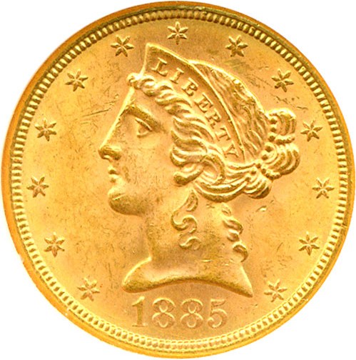 image for: 1885-S $5  NGC MS64 