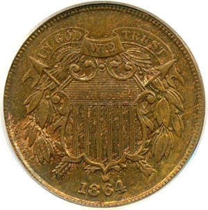 image for: 1864 2c Large Motto PCGS MS60 BN