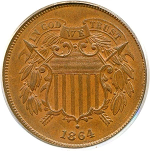 image for: 1864 2c Large Motto PCGS MS64 BN