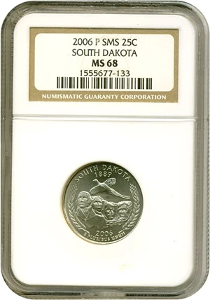 image for: 2006-P 25c South Dakota - Satin Finish NGC MS68