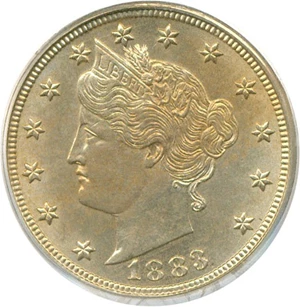 image for: 1883 5c No Cents PCGS MS62