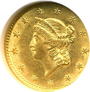 image for: 1853 G$1 NGC MS62