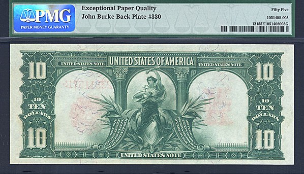 image for: Fr.121 1901 $10 Bison PMG AU55 EPQ  [E23511571] Mule - John Burke Back Plate #332