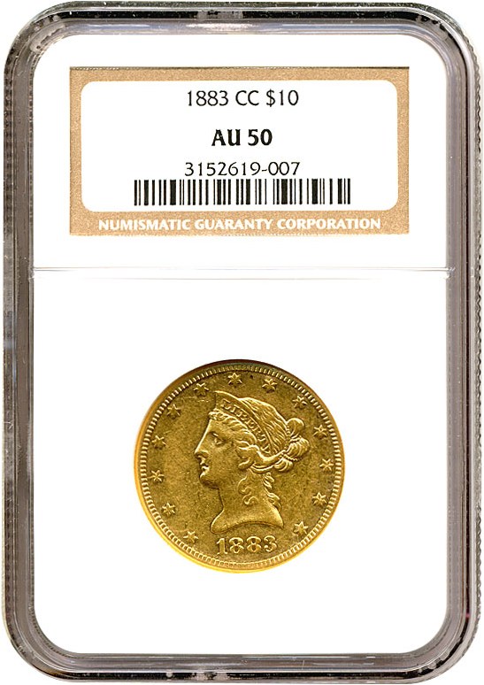 image for: 1883-CC $10  NGC AU50