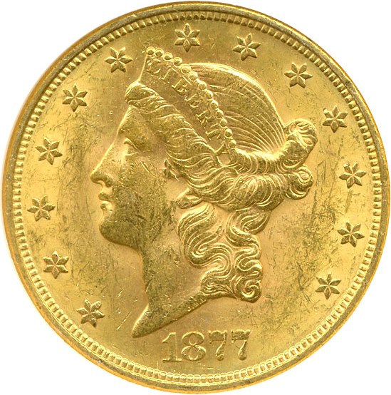 image for: 1877-S $20  NGC MS60 