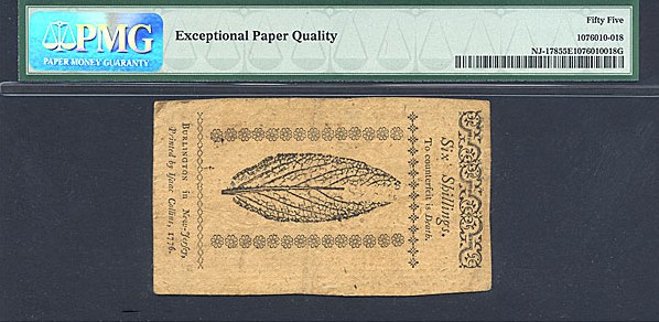 image for: New Jersey: Fr.NJ178 1776 6s 25-Mar PMG AU55 EPQ [10246]