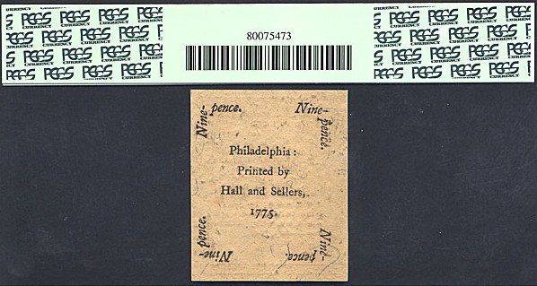 image for: Pennsylvania: Fr.PA185 1775 9d 25-Oct PCGS Gem CU65 PPQ [12238]