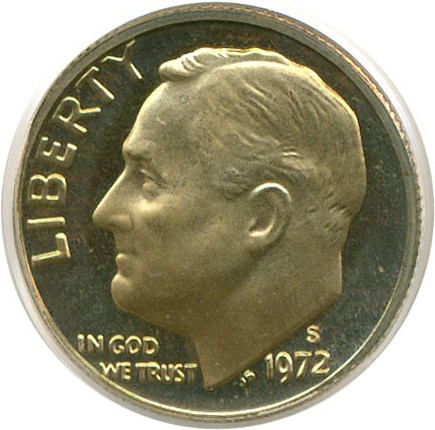 image for: 1972-S 10c  PCGS Proof 68 DCameo
