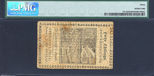 image for: Pennsylvania: Fr.PA223b 1777 40s 10-Apr PMG VF30  [5675]