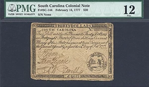 image for: South Carolina: Fr.SC144 1777 $30 14-Feb PMG F12 - Tear