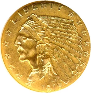 image for: 1915 $2 1/2 NGC MS62
