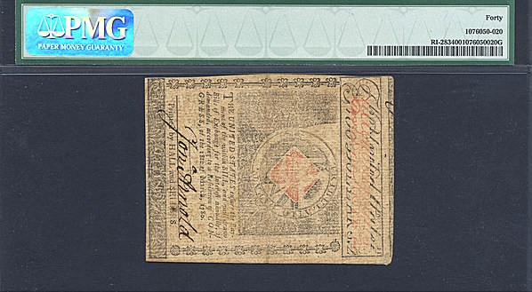 image for: Rh. Island: Fr.RI283 1780 $2 2-Jul PMG XF40  [1027]