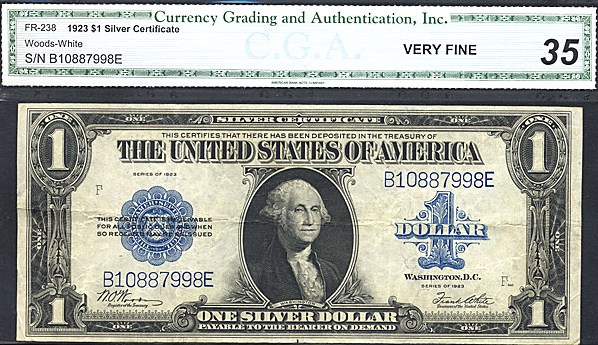 image for: Fr.238 1923 $1  CGA VF35  [B10887998E]