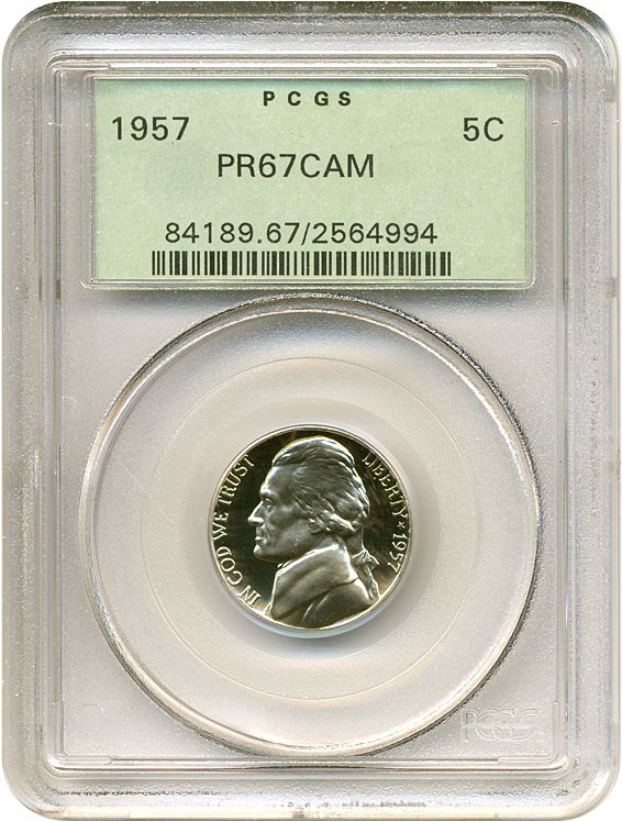 image for: 1957 5c  PCGS Proof 67 Cameo
