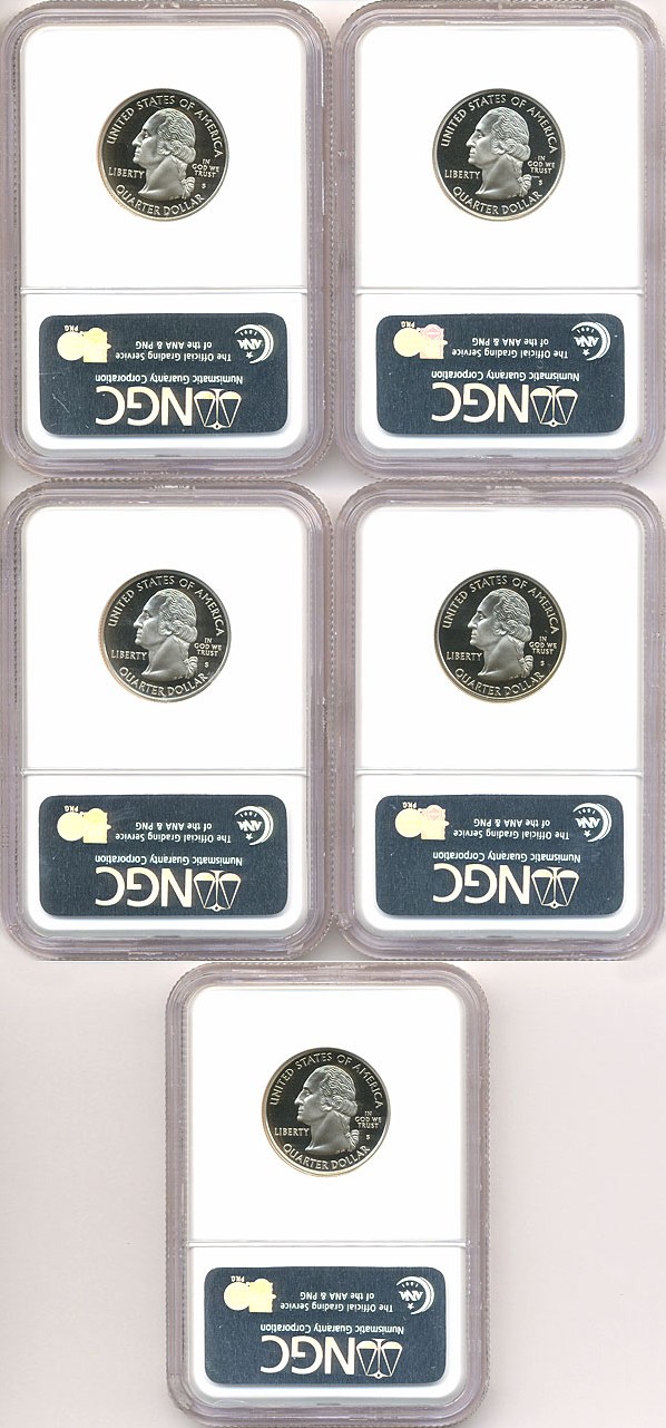 image for: 2003-S 25c State Quarters Proof Set - Clad (5 coins) NGC Proof 70 UCameo