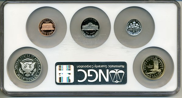 image for: 2003-S Silver 1c -- $1 Proof Set (5 coins) Multi-Coin Holder NGC Proof 70 UCameo