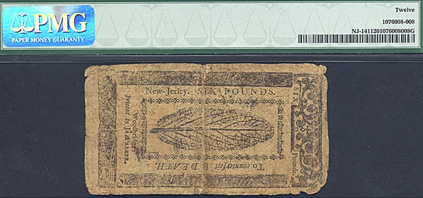 image for: New Jersey: Fr.NJ141 1760 £6 12-Apr PMG F12  [574]