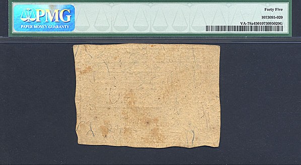 image for: Virginia: Fr.VA78a 1775 £2 17-Jul PMG XF45  [6809]
