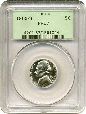 image for: 1969-S 5c PCGS Proof 67
